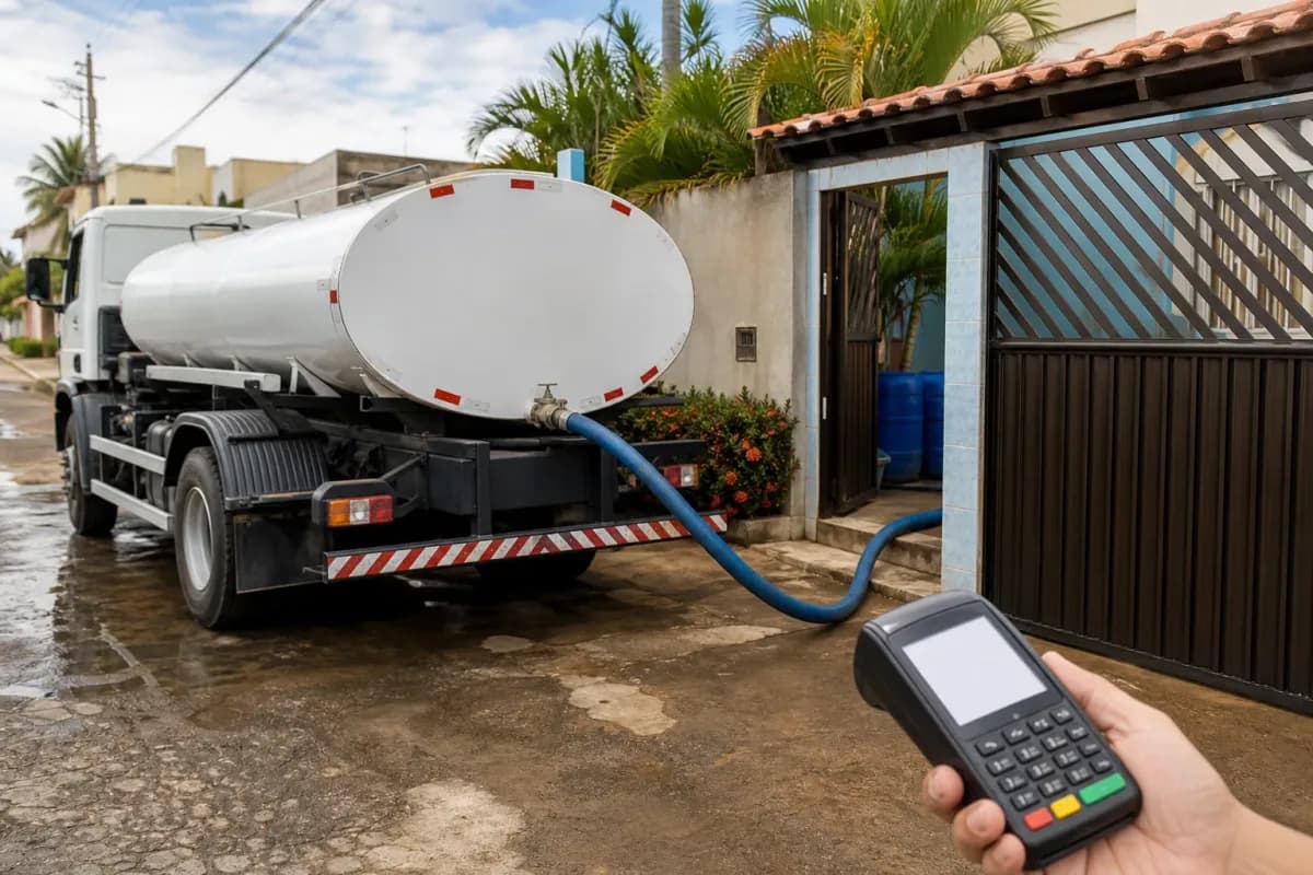 Caminhão pipa DF em entrega residencial